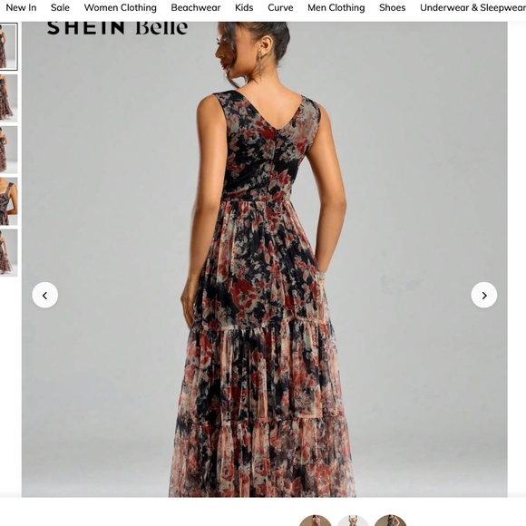 SHEIN Belle Floral Print Mesh Layer Size Small - Picture 2 of 3